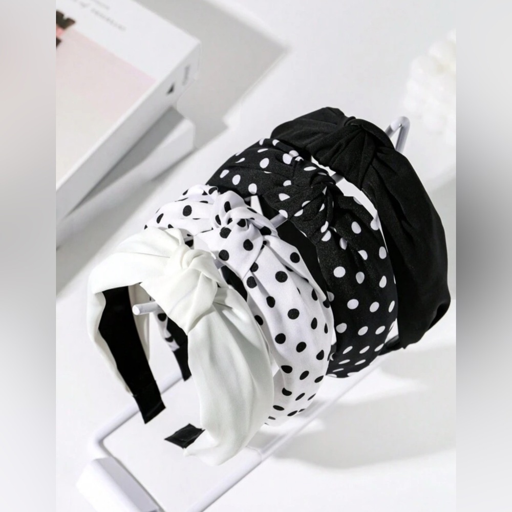 Set of 4 Black and White Headbands